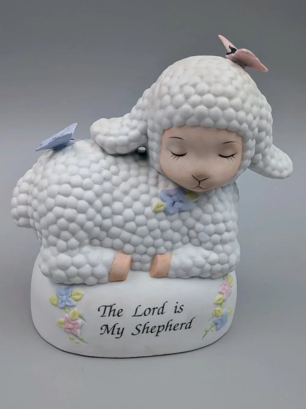 Vintage Autom Porcelain Lamb Night Light - The Lord is My Shepherd